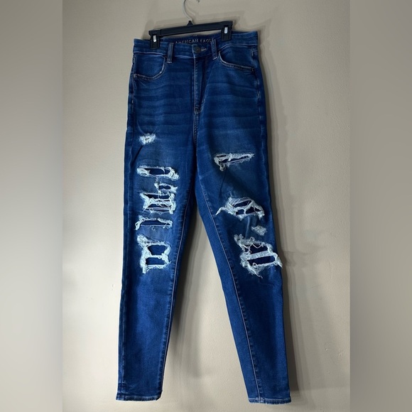 American Eagle Outfitters Denim - American Eagle Outfitters Women's Distressed Blue curvy highest rise jegging